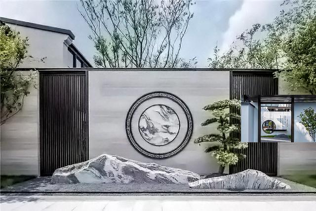 新中式別墅庭院景墻